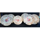 Set of six 19th century probably Swansea porcelain cabinet plates overall with hand-painted floral