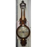 19th Century walnut carved banjo barometer marked Dan Robinson Bradford. (B.P. 21% + VAT)