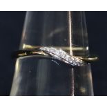 9ct gold diamond set wave band 2mm. Ring size N. Weight approx 1.9 grams. (B.P. 21% + VAT)