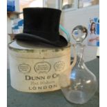 Vintage top hat in card box, marked Dunn & co. Hat Makers, London