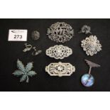 Art Deco and later costume jewellery including an SS Britannia brooch. (B.P. 21% + VAT)