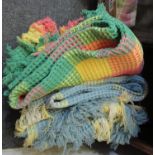 Two vintage multi-colour honeycomb blankets. (2) (B.P. 21% + VAT)