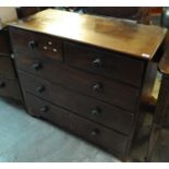 19th Century mahogany straight front chest of two short and three long drawers on bracket feet. (B.