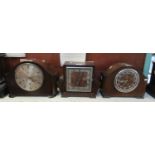 Smith's three-train hat-shaped mantel clock, with another Smith's sectric hat-shaped mantel clock,