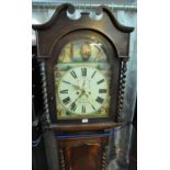 19th Century Welsh mahogany 8 day longcase clock, the painted face marked D Reese, Aberayron and