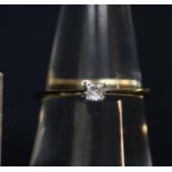 9ct yellow gold princess cut diamond ring. Ring size N. Weight approx 1.8 grams