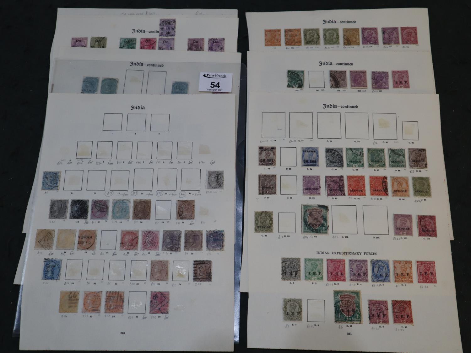 India mint and used selection on pages. Queen Victoria to King George V. 250 + stamps. (B.P. 21% +