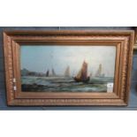 British School (19th Century), fishing fleet of Whitby, indistinctly signed, oils on board. 28 x