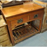 Modern Chinese hardwood two drawer side or console table with under tier. (B.P. 21% + VAT)