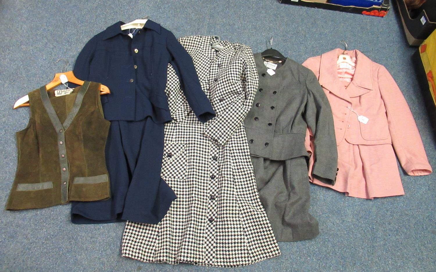 Collection of ladies vintage clothing to include; two skirt suits, one pink colour with Nicole