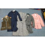 Collection of ladies vintage clothing to include; two skirt suits, one pink colour with Nicole