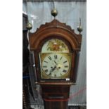 19th Century mahogany 8 day longcase clock, the arch painted face marked 'J.W Hancock, Yeovil',