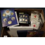 Box of assorted coins and ephemera to include John Adams, James Madison etc. presidential coin sets,