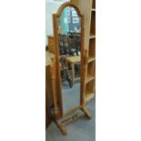 Modern pine cheval type mirror with barley twist supports. (B.P. 21% + VAT)