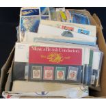 Box with all world selection of stamps including; Great Britain presentation packs and selection