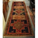 Cross door design Iranian runner with animal motifs. 295 x 100cm approx. (B.P. 21% + VAT)