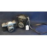 Lubitel II vintage camera, together with a Contaflex Zeiss Ikon camera. (2) (B.P. 21% + VAT)