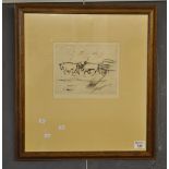 Henry Rayner, 'The Bullock Plough', uncoloured etching, signed in pencil. 18 x 21cm approx. (B.P.