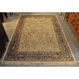 Ivory ground full pile Kashmir rug with tree of life design, 240 x 160cm approx. (B.P. 21% + VAT)