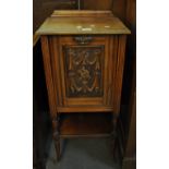 Early 20th Century mahogany carved music cabinet with assorted music sheets. (B.P. 21% + VAT)