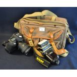 Nikon D90 camera with lens, with accessories in canvas camera bag. (B.P. 21% + VAT)
