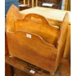 Early 20th Century oak two section magazine rack with hand hole, comprising Newnes Modern World