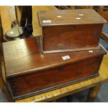 19th Century mahogany box of rectangular form with metal loop handles, together with another smaller