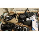 Box of assorted cameras to mainly include Olympus; OM10, OM101, Camedia C22Z etc. (B.P. 21% + VAT)