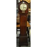 Early 20th Century mahogany three train presentation Grandmother clock with silvered Roman face. (