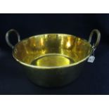 19th Century brass preserving pan with iron handles. (B.P. 21% + VAT)