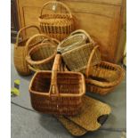 Good collection of assorted wicker baskets, shopping baskets etc (9). Together with two woven wicker