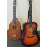 Fender DG-5SBST six string acoustic guitar in fitted case with stand, and together with another