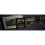 Collection of five furnishing pictures and prints, including; 'Golden Thoughts' by Anthony Gibbs,