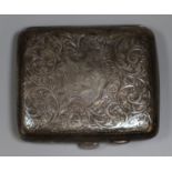 Silver engraved cigarette case, Birmingham Hallmarks, weight 2.79 troy ozs approx. (B.P. 21% + VAT)