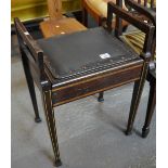 Edwardian mahogany piano stool on square tapering legs. (B.P. 21% + VAT)