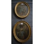 Pair of 'Cries of London' scenes, coloured etchings in oval, gilded frames. (2) (B.P. 21% + VAT)