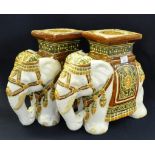 Pair of ceramic conservatory seats or lamp tables in the form of Indian elephants. (2) (B.P. 21% +