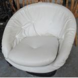 Mid Century retro leather finish button back bucket type chair on plastic frame. (B.P. 21% + VAT)