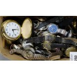 Collection of pocket and wristwatches and similar items, 8A Smiths jewels, 7 jewels alarm clock,