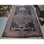 Heavy deep pile ground Iranian village carpet with bespoke design. 290 x 150cm approx. (B.P. 21% +