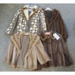 Four vintage womens mink fur jackets to include; a cream and brown jacket with leather trim with