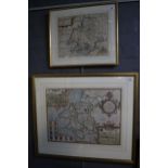 Two original maps of Wales to include; William Kip Pembroke, sparsely coloured, 28 x 35cm approx and