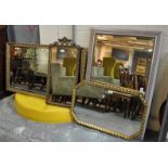 Group of assorted gilt framed wall mirrors and pier glasses, three with bevel plates. (4) (B.P.