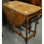 Early 20th Century oak barley twist gate legged table. (B.P. 21% + VAT)