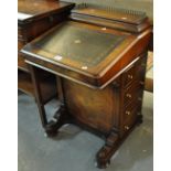 Victorian style mahogany Davenport desk with inset tooled leather writing surface and fitted drawers