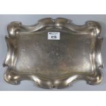 Early 20th Century silver tray of Art Nouveau design and form with engraved foliate decoration and