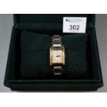 Girard-Perregaux 'Vintage' quartz ladies steel bracelet watch with gold plated dial frame. (B.P. 21%