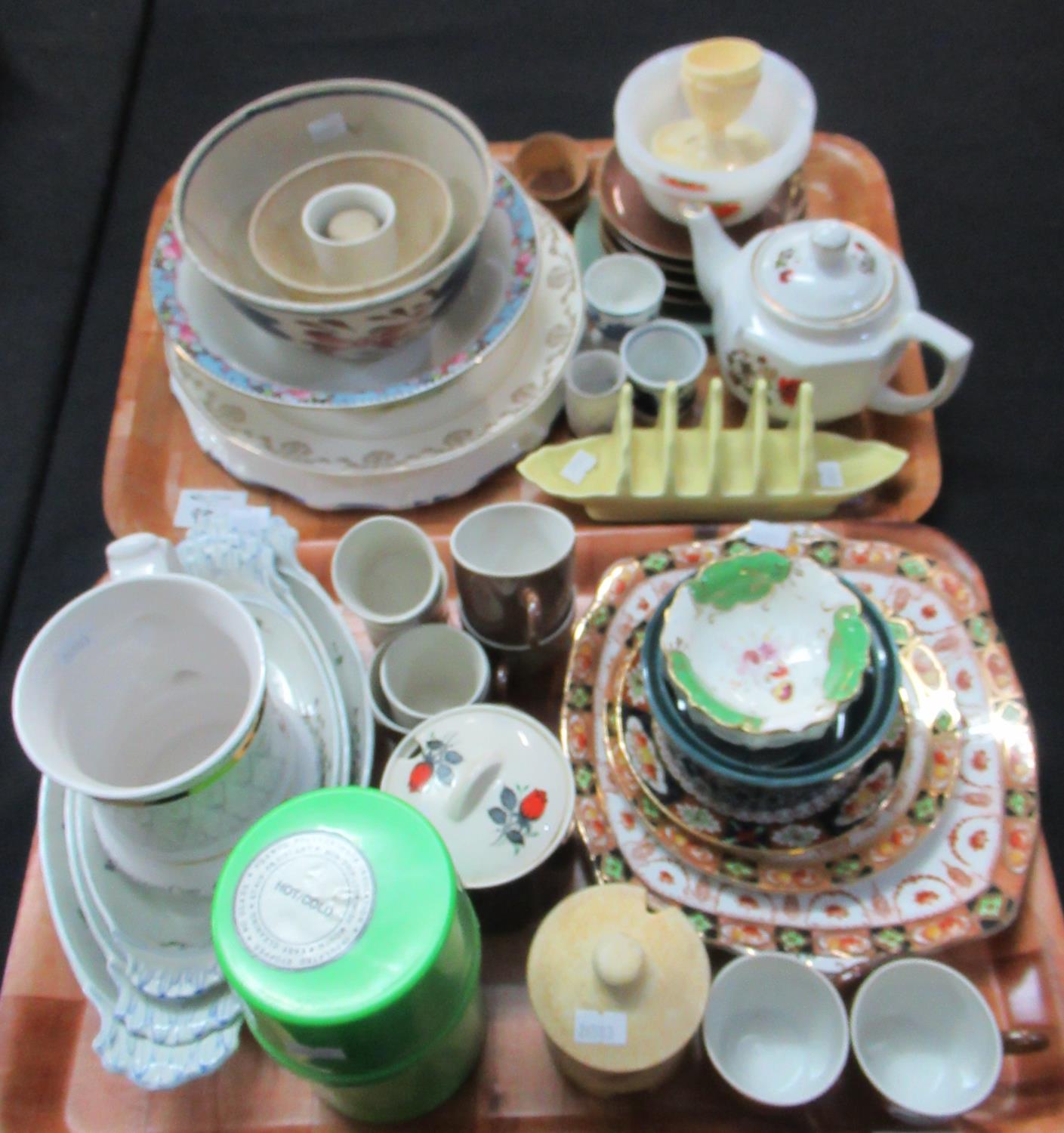 Two trays of assorted china to include: three late 19th/early 20th Century Pillivuyt of France