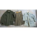 Three items of vintage clothing to include; a mid Century alpaca and wool green jacket with check