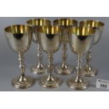 A set of six sterling silver goblets by Garrard to commemorate the silver wedding anniversary 1947 -